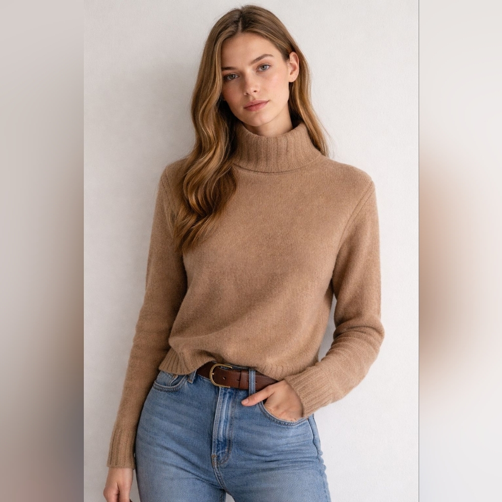 J.Crew Cozy Tan Turtleneck Sweater